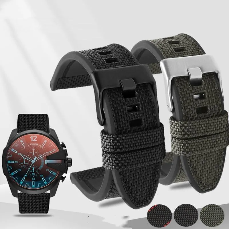 DZ4500 And DZ4506 Nylon Canvas Silicone overbalance valse acre tooth compatible puppet Watch Band For Diesel DZ7395, DZ7396, 