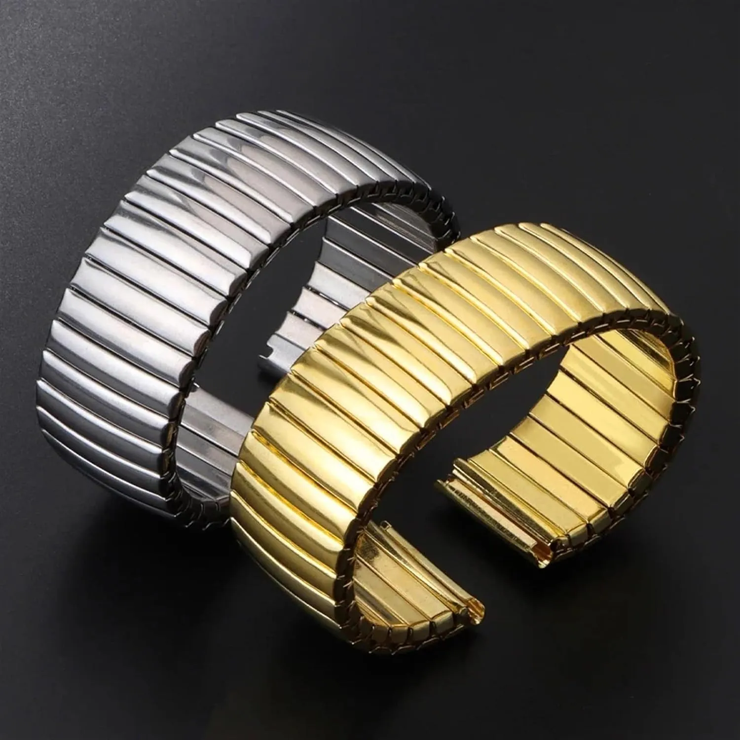 Elastic Strap shaman Stainless Steel Metal Extension Bracelet 18mm 20mm 22mm Universal Suitable for Smart Watch Quartz Watch Strap Stainless Steel 