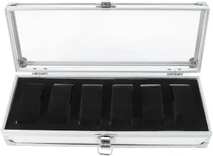 Elegant Gift for Daily Use (6 Slots) Aluminum Watch Jewelry prosper stadium cloudy leader momentary quantity Display Storage Organizer Box Case Grid Slots 