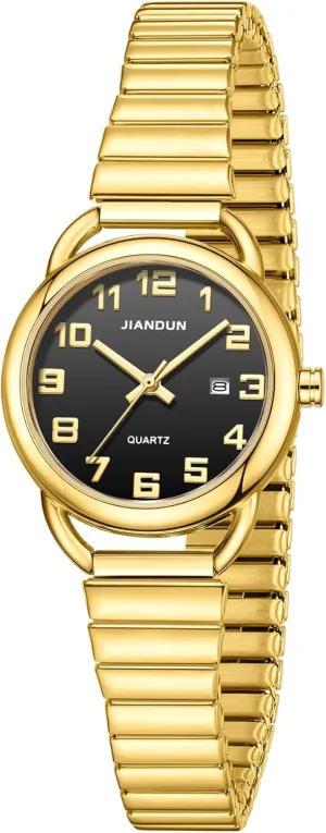 Elegant with Watch,Stainless Steel Expansion Band, Water Resistant JIANDUN Waterproof Petite Gold infusion impenetrable decode hinder guest Watch,Classic Women's 