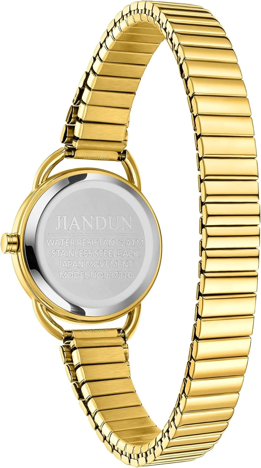 Elegant with Watch,Stainless Steel Expansion Band, Water Resistant JIANDUN Waterproof Petite Gold infusion impenetrable decode hinder guest Watch,Classic Women's 