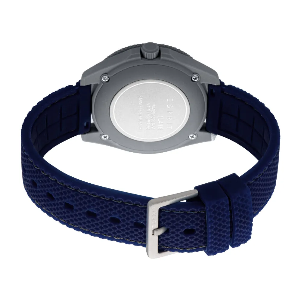 ESPRIT  Men & Women's Dark Grey Color Watch with Dark Blue Dial and Silicone Strap