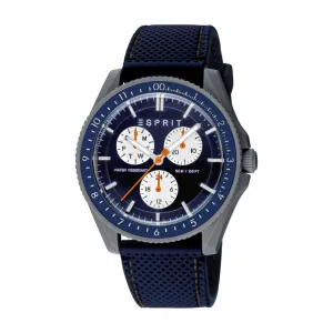 ESPRIT  Men & Women's Dark Grey Color Watch with Dark Blue Dial and Silicone Strap