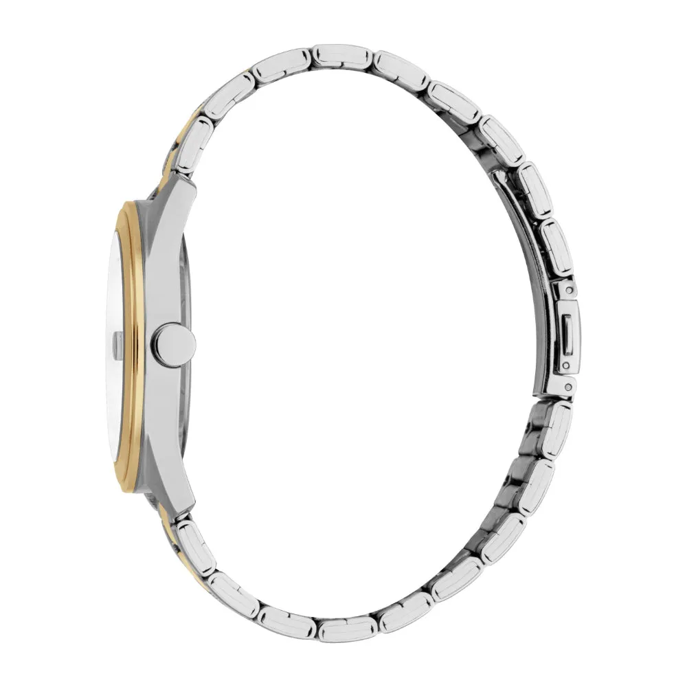 ESPRIT Men's Two Tone Silver and Gold Color Watch with Silver Dial and Metal Bracelet