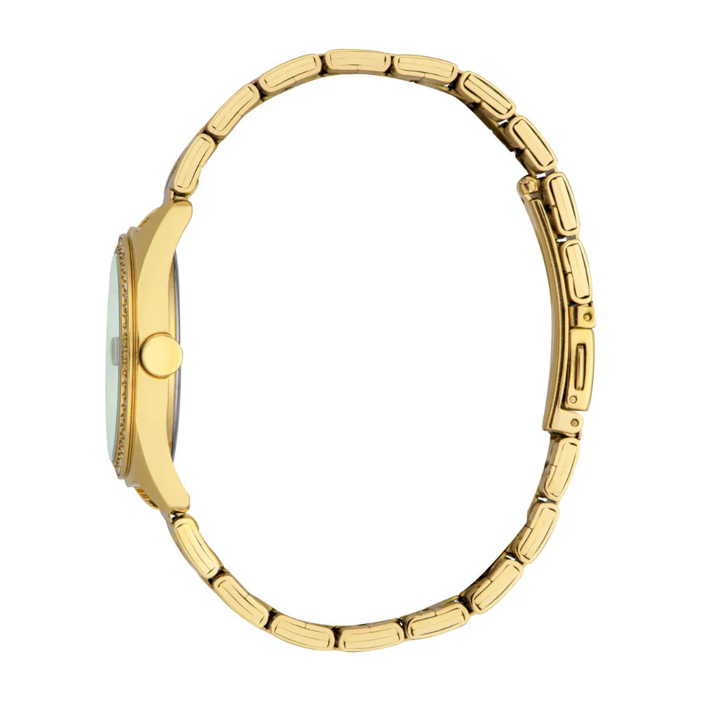 ESPRIT Women's Gold Color Watch with Dark Green Dial and Date Function