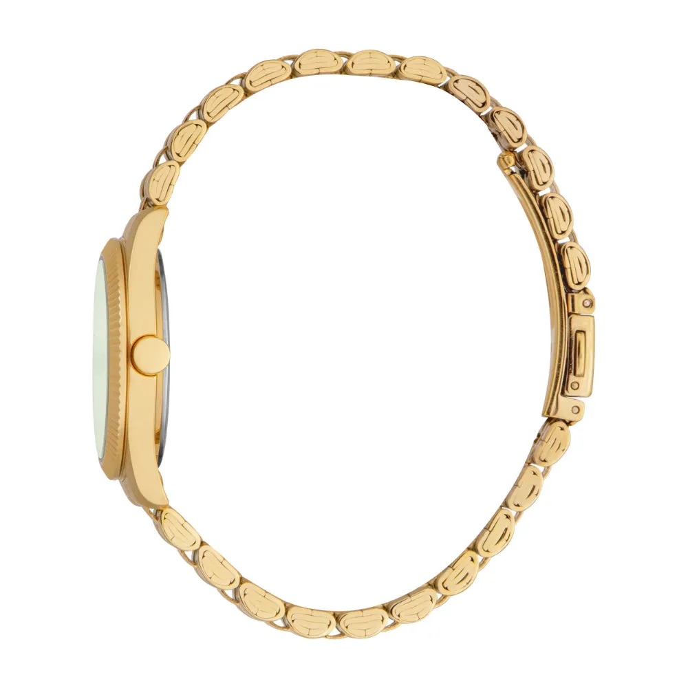 ESPRIT Women's Gold Color Watch with Dark Green Dial and Metal Bracelet