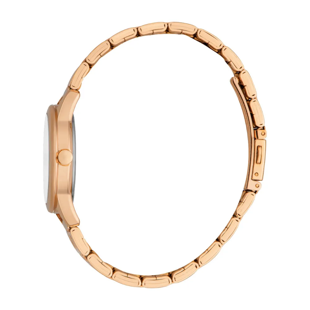 ESPRIT Women's Rose Gold Color Watch with Silver Dial and Bracelet