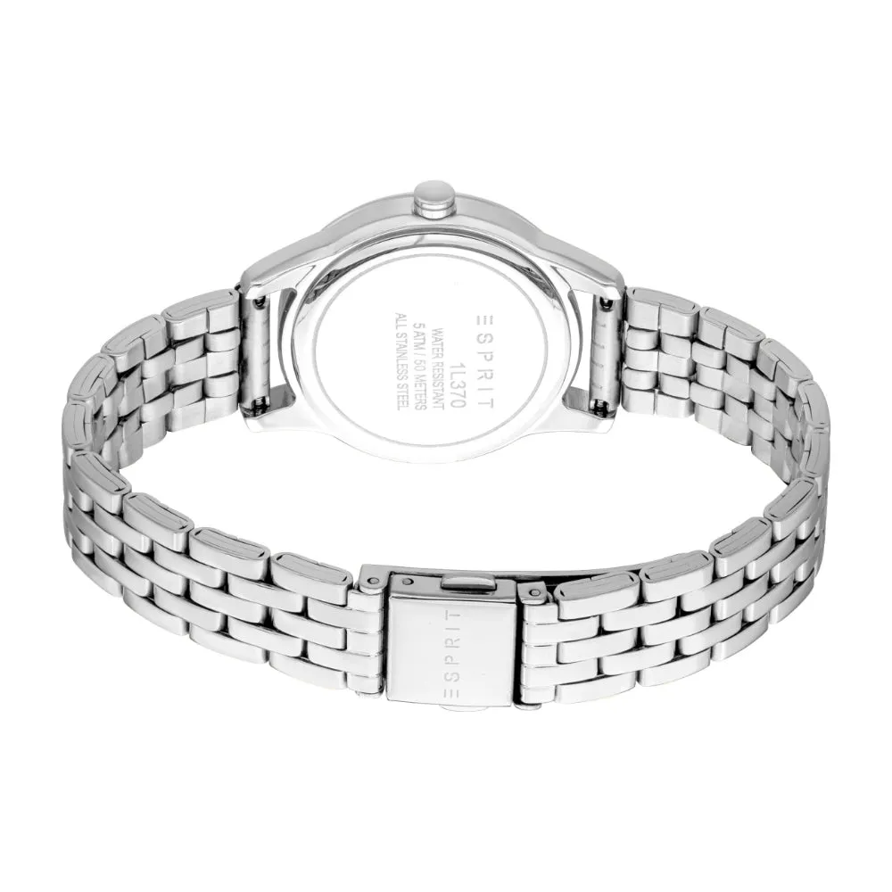 ESPRIT Women's Silver Stainless Steel Watch with Black Dial