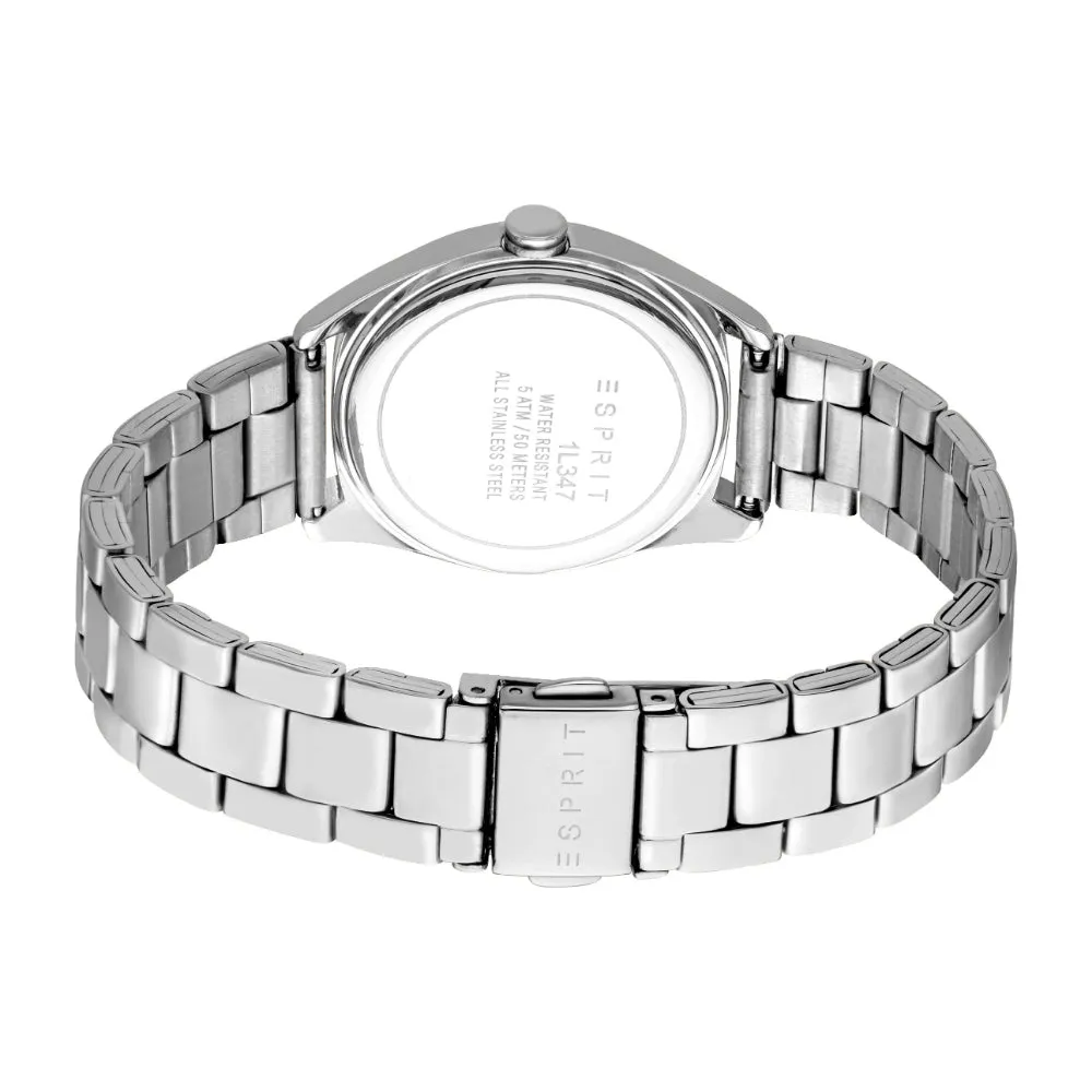 ESPRIT Women's Silver Watch with Dark Blue Dial and Date Function