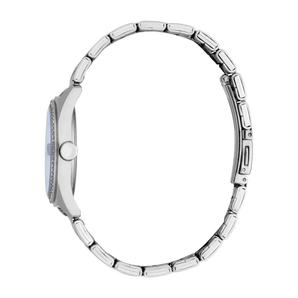ESPRIT Women's Silver Watch with Dark Blue Dial and Date Function