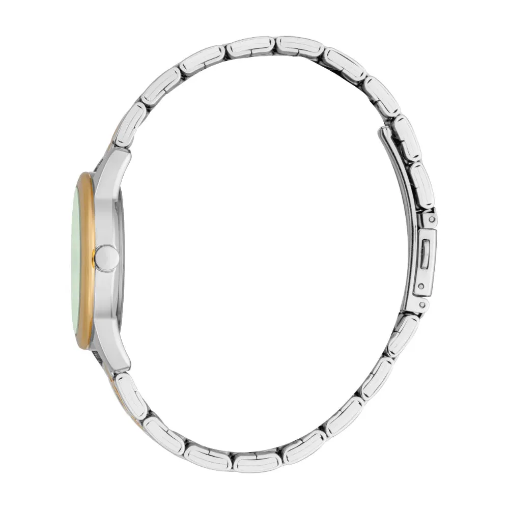 ESPRIT Women's Two Tone Silver & Gold Color Watch with Dark Green Dial