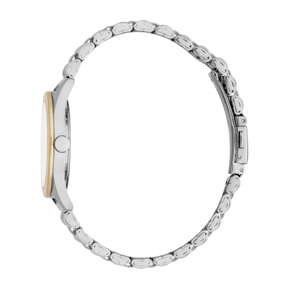 ESPRIT Women's Two Tone Silver & Gold Color Watch with White MOP Dial and Metal Bracelet
