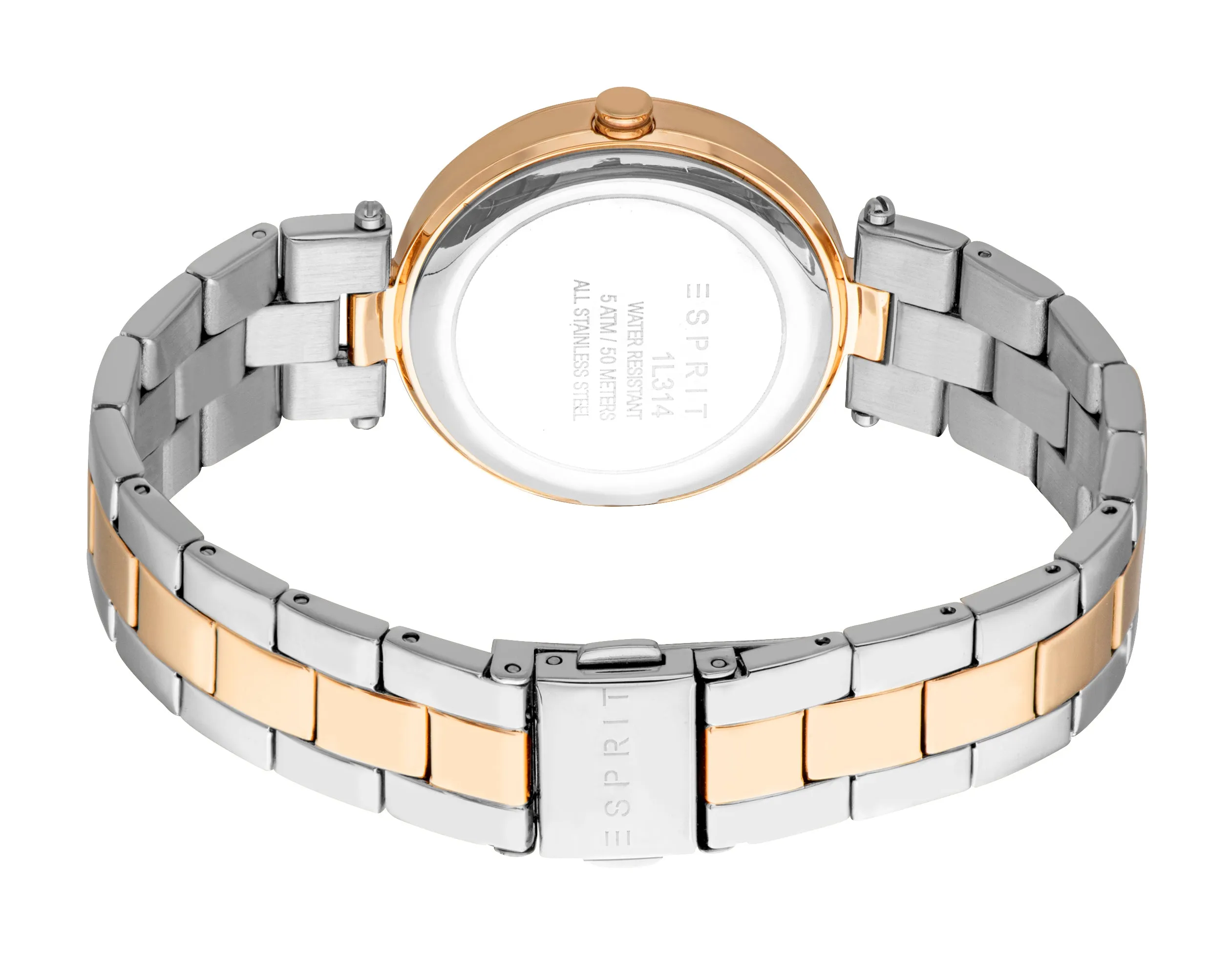 ESPRIT Women's Two Tone Silver & Rose Gold Watch with Silver Dial