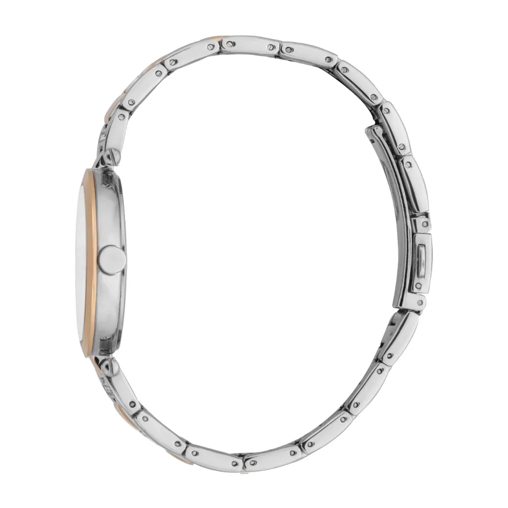 ESPRIT Women's Watch, Two Tone Silver & Rose Gold Color Case & Bracelet, White MOP Dial