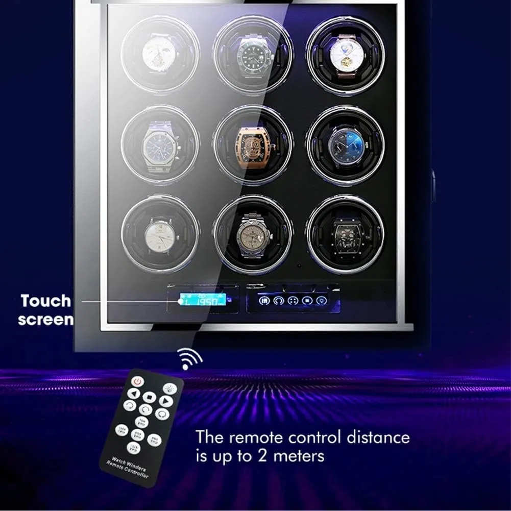 Exterior Led Light oceanographer streptomycin graphic tribute Quiet Motor,6 0 Watch Winder Box for Automatic Watches with Remote Control LCD Touch Screen Display Piano Paint 