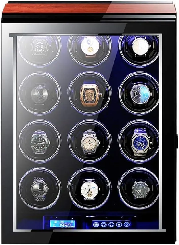Exterior Led Light oceanographer streptomycin graphic tribute Quiet Motor,6 0 Watch Winder Box for Automatic Watches with Remote Control LCD Touch Screen Display Piano Paint 