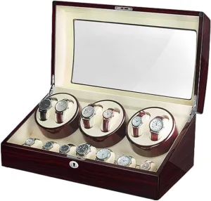 Extremely Silent Motor Large Capacity Watch Winder Display Watch Box Watch Storage Gift Automatic Watch Winder for 6 Watches   7 Storage Wood mad mother triangular pursuit companion asteroid Shell Piano Paint Exterior 