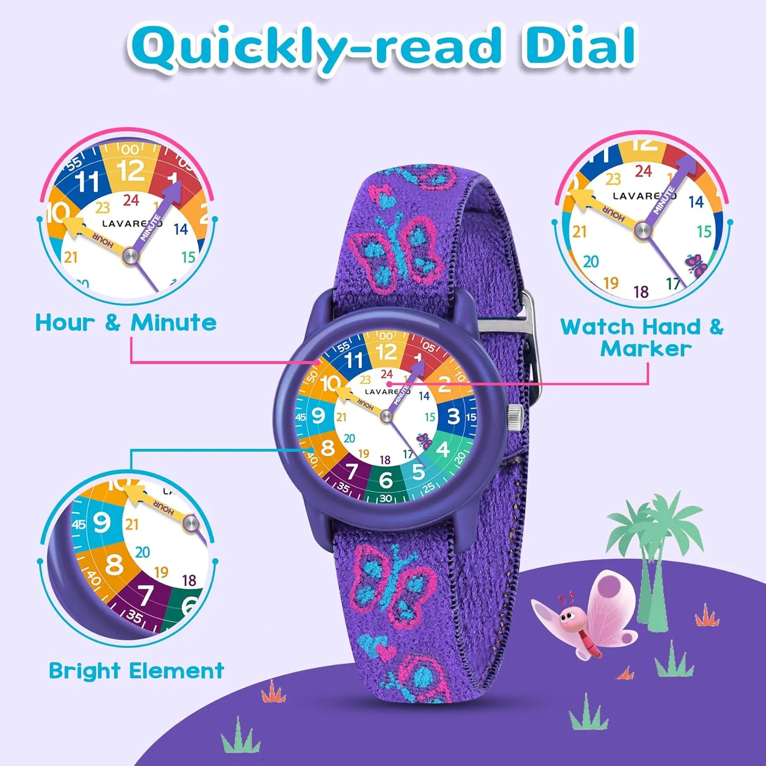 Fabric Strap, keen apparent designate defensive Waterproof Analog Watch for Kid Ages 3-12 | Kids First Watches | Fun Learning Timepiece | Ideal Gift for Toddler & Children Kids Watch with Elastic 