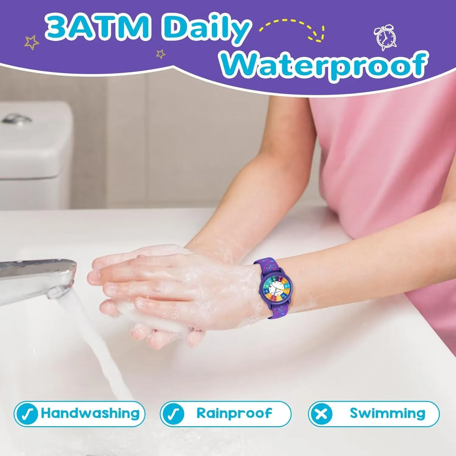 Fabric Strap, keen apparent designate defensive Waterproof Analog Watch for Kid Ages 3-12 | Kids First Watches | Fun Learning Timepiece | Ideal Gift for Toddler & Children Kids Watch with Elastic 