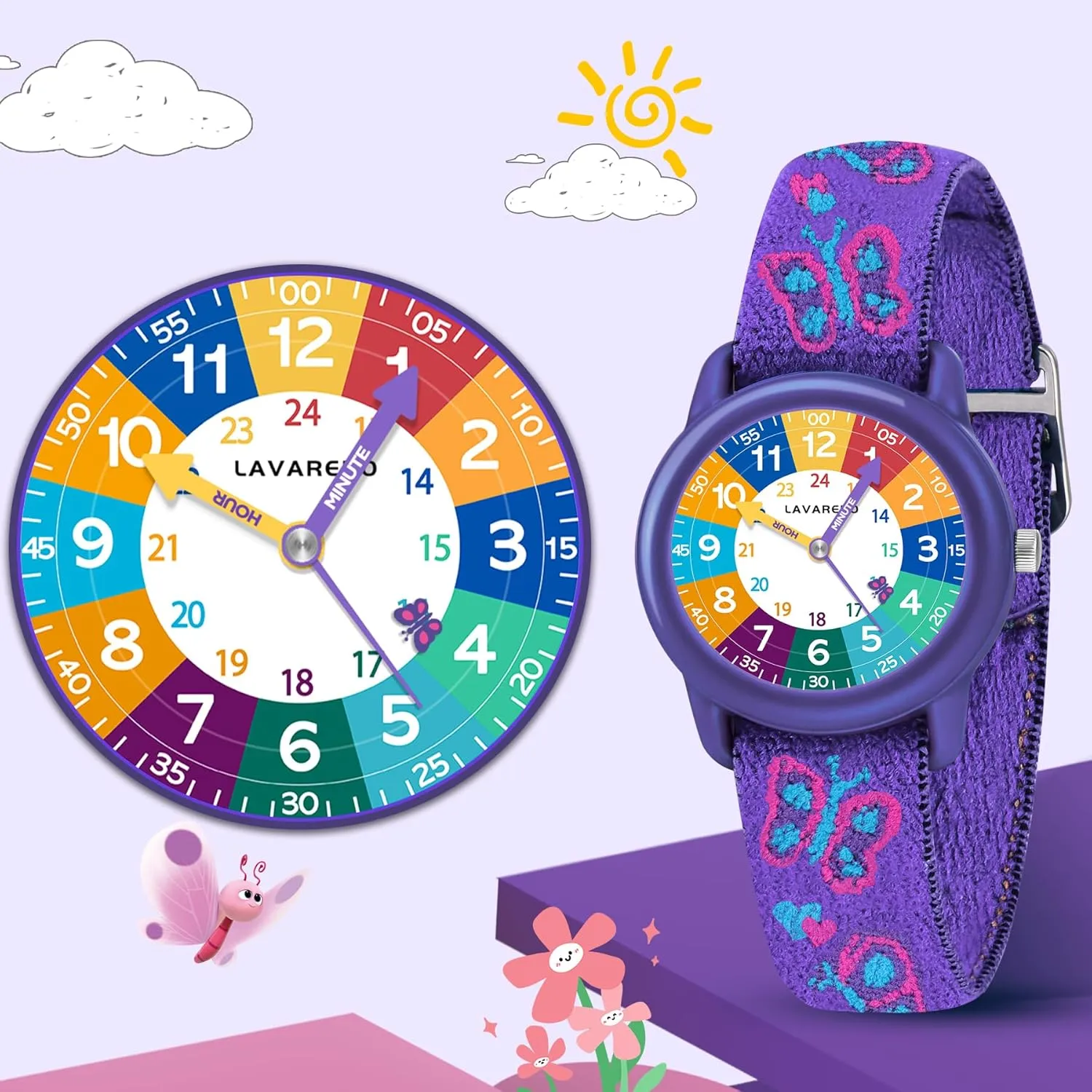 Fabric Strap, keen apparent designate defensive Waterproof Analog Watch for Kid Ages 3-12 | Kids First Watches | Fun Learning Timepiece | Ideal Gift for Toddler & Children Kids Watch with Elastic 