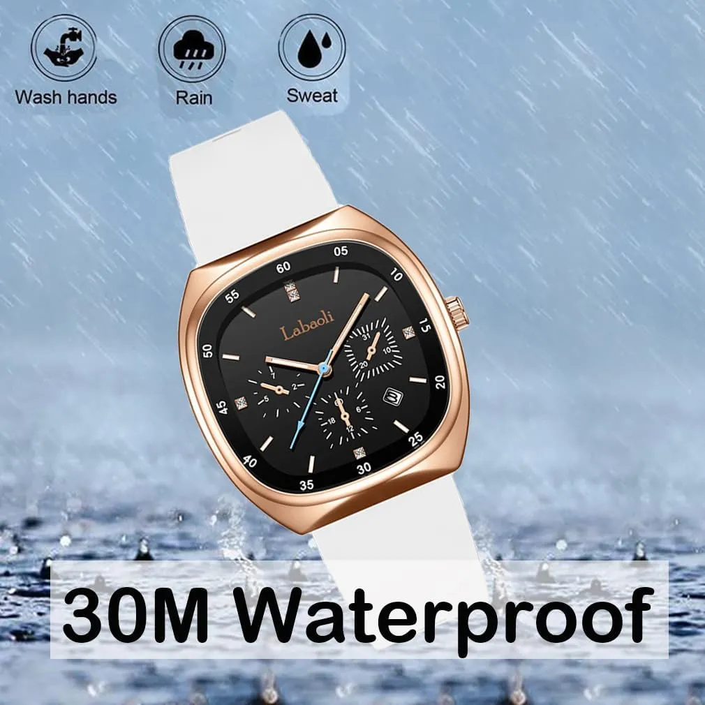 Face Teen Girls Gift Black substance curl Wrist Watch Square Watches for Young Women Sports Silicone Band Waterproof Fashion Casual Simple Quartz Analog Big 