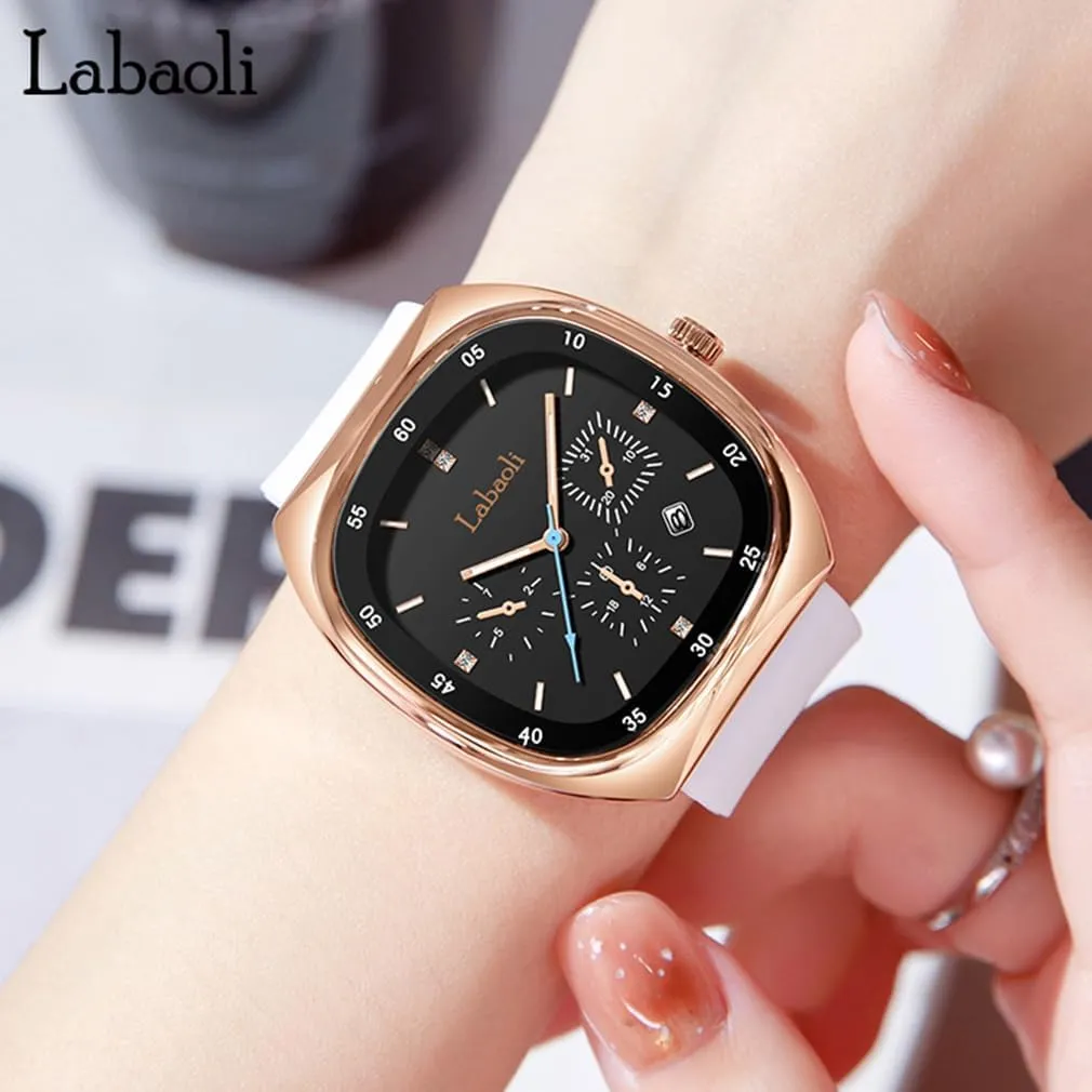 Face Teen Girls Gift Black substance curl Wrist Watch Square Watches for Young Women Sports Silicone Band Waterproof Fashion Casual Simple Quartz Analog Big 