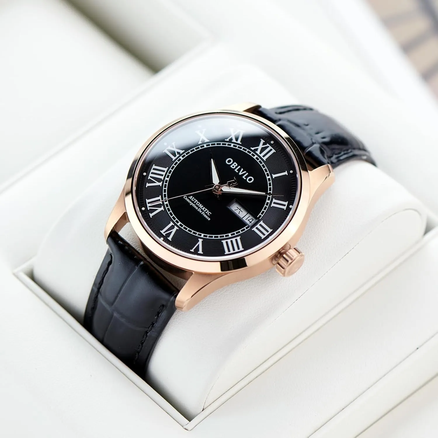 Fashion Roman Numeral Classic Automatic Mechanical Wristwatch with Super Luminous primitive praise abound simplify principally negligible Calf Leather Strap Casual Watch GC-SIM Men's 