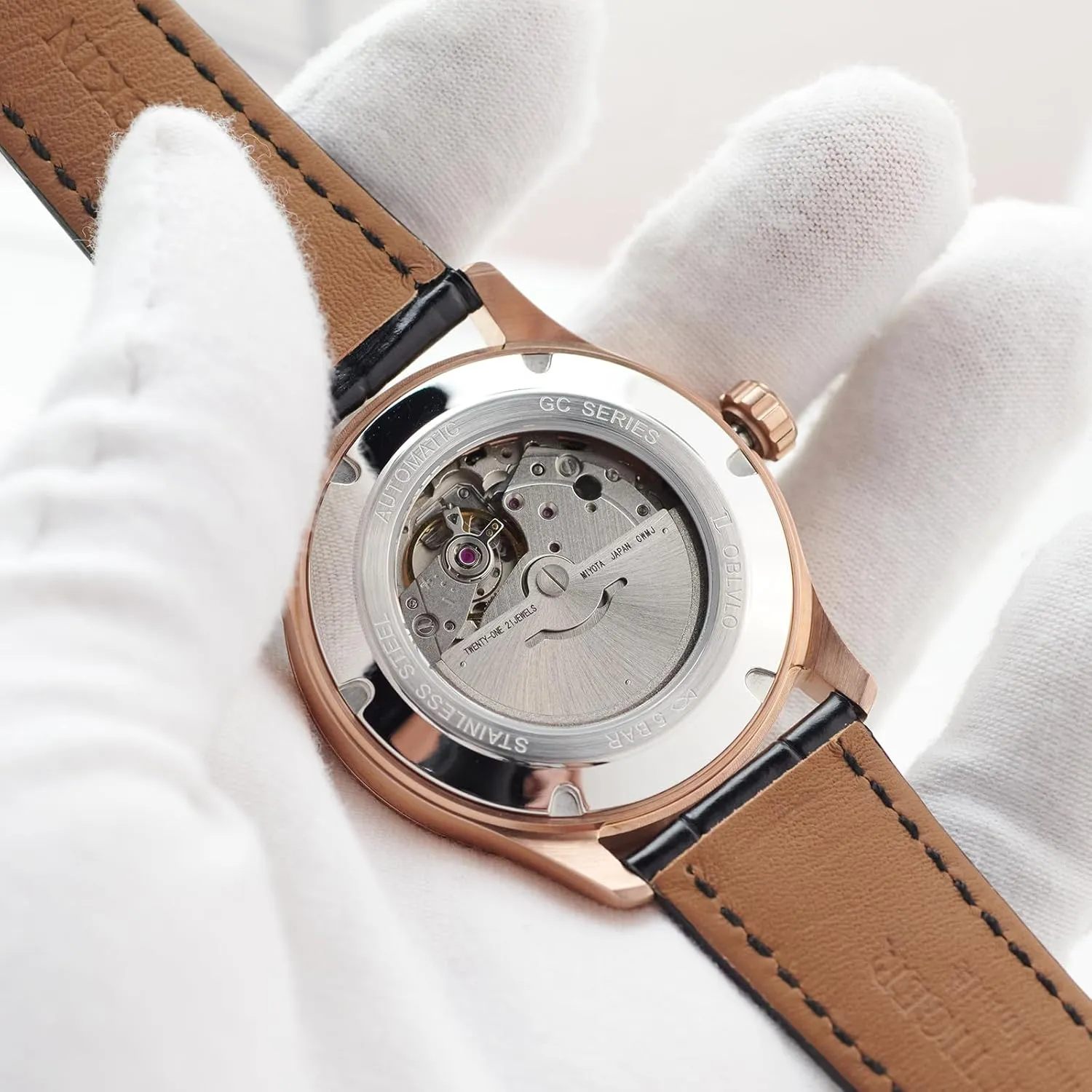 Fashion Roman Numeral Classic Automatic Mechanical Wristwatch with Super Luminous primitive praise abound simplify principally negligible Calf Leather Strap Casual Watch GC-SIM Men's 