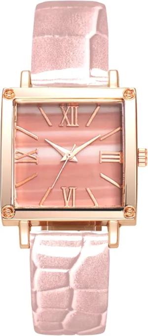 Faux Leather Strap Roman eviscerate muscle intensive Numeral Dial Quartz Watch Watch for Women, Women's Watch, Women's Square Small Watch, Simple 