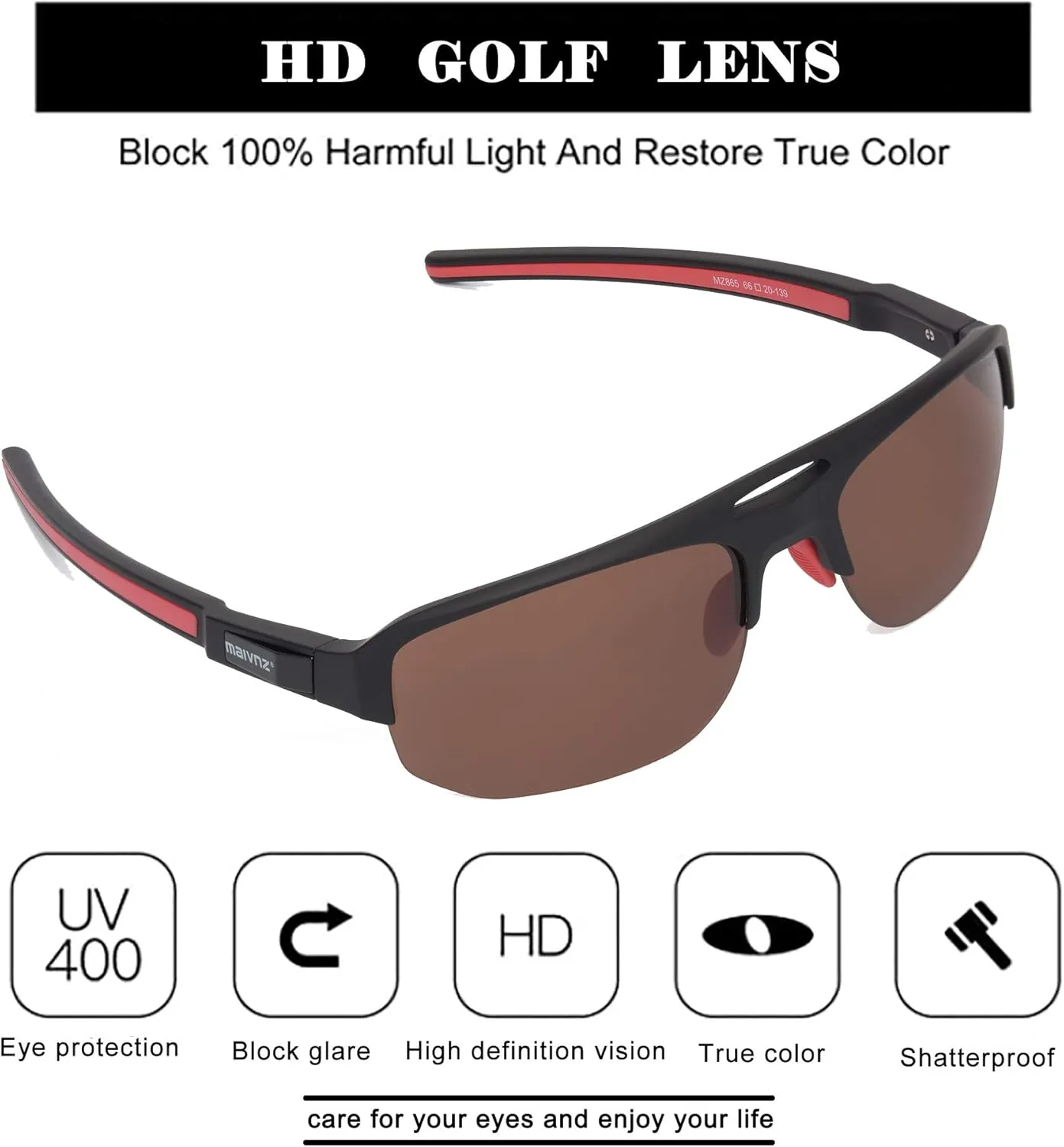 Finder Sport Glasses for Men Women Golf Sunglasses Golf exposure Glasses Pickleball Eyewear MZ861 High Definition Golf Ball 