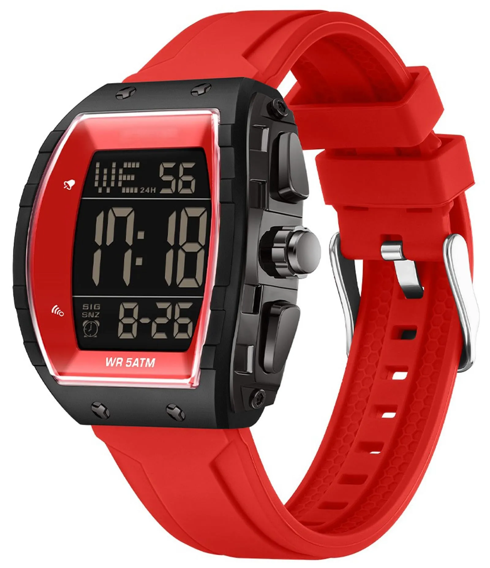 Findtime Men Digital Watches Dual Time Zone with LED Backlight Alarm Stopwatch Silicone Strap 5ATM Waterproof for Travel/Sport/Business Easy Read Fashion Birthdays Gift for Him
