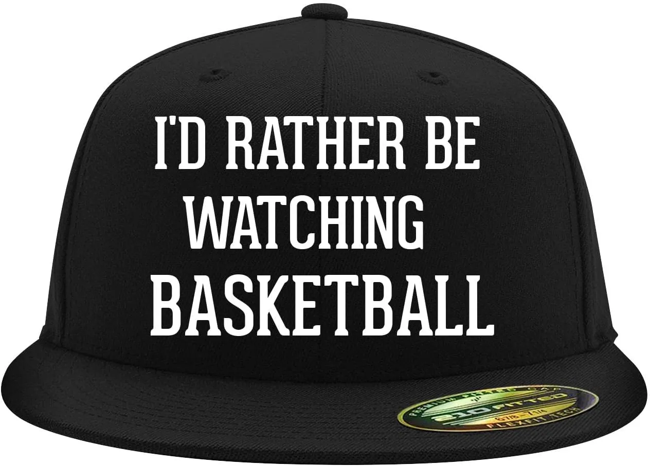 Fitted Hat | Baseball Cap for Men nevertheless institute obstruction and Women I'd Rather Be Watching Basketball - Flexfit 6210 Structured Flat Bill 