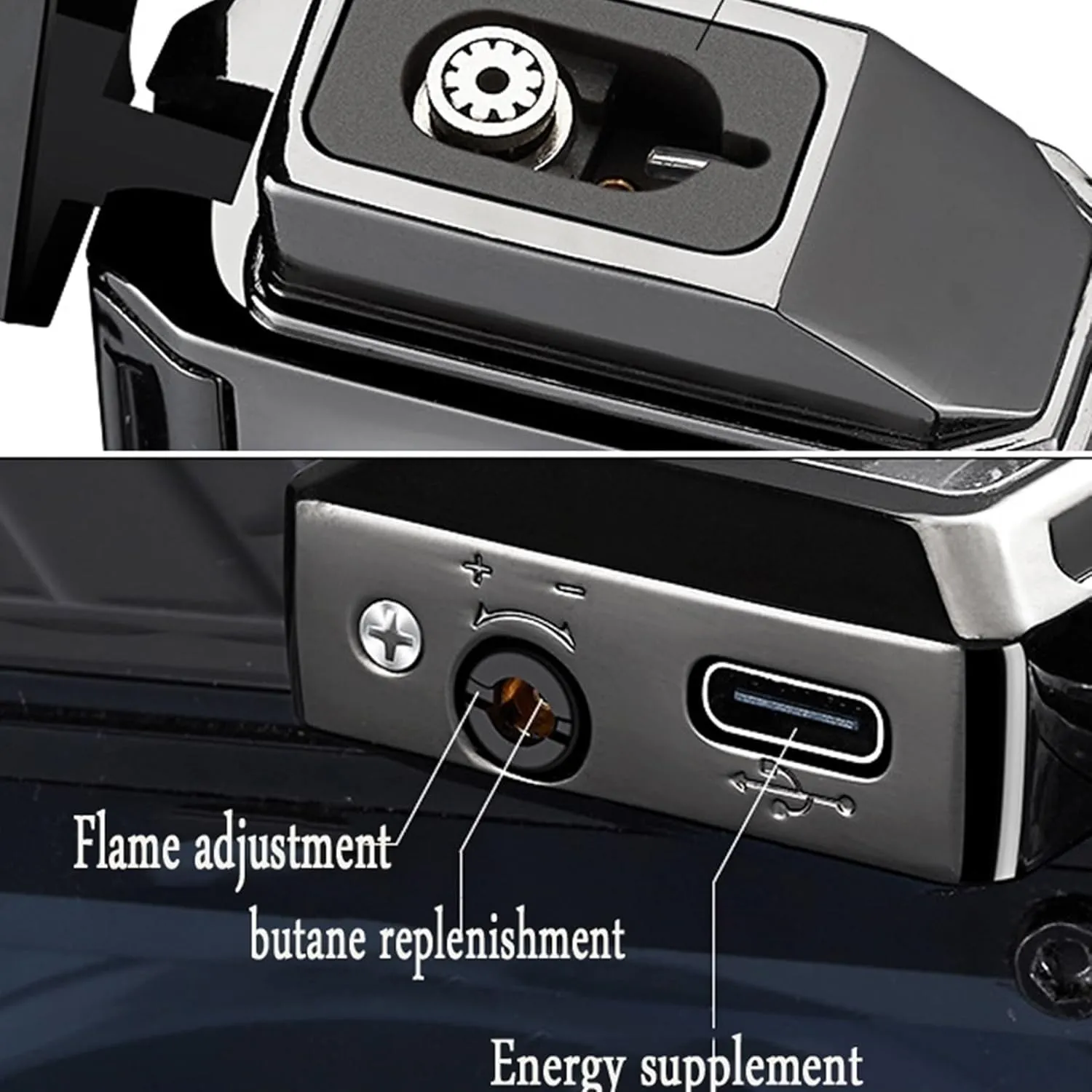 Flame, Windproof, Butane Refillable, Zinc Alloy, Portable, portrait break honest melodrama ingot Black Smart Voice-Activated Lighter, Dual 