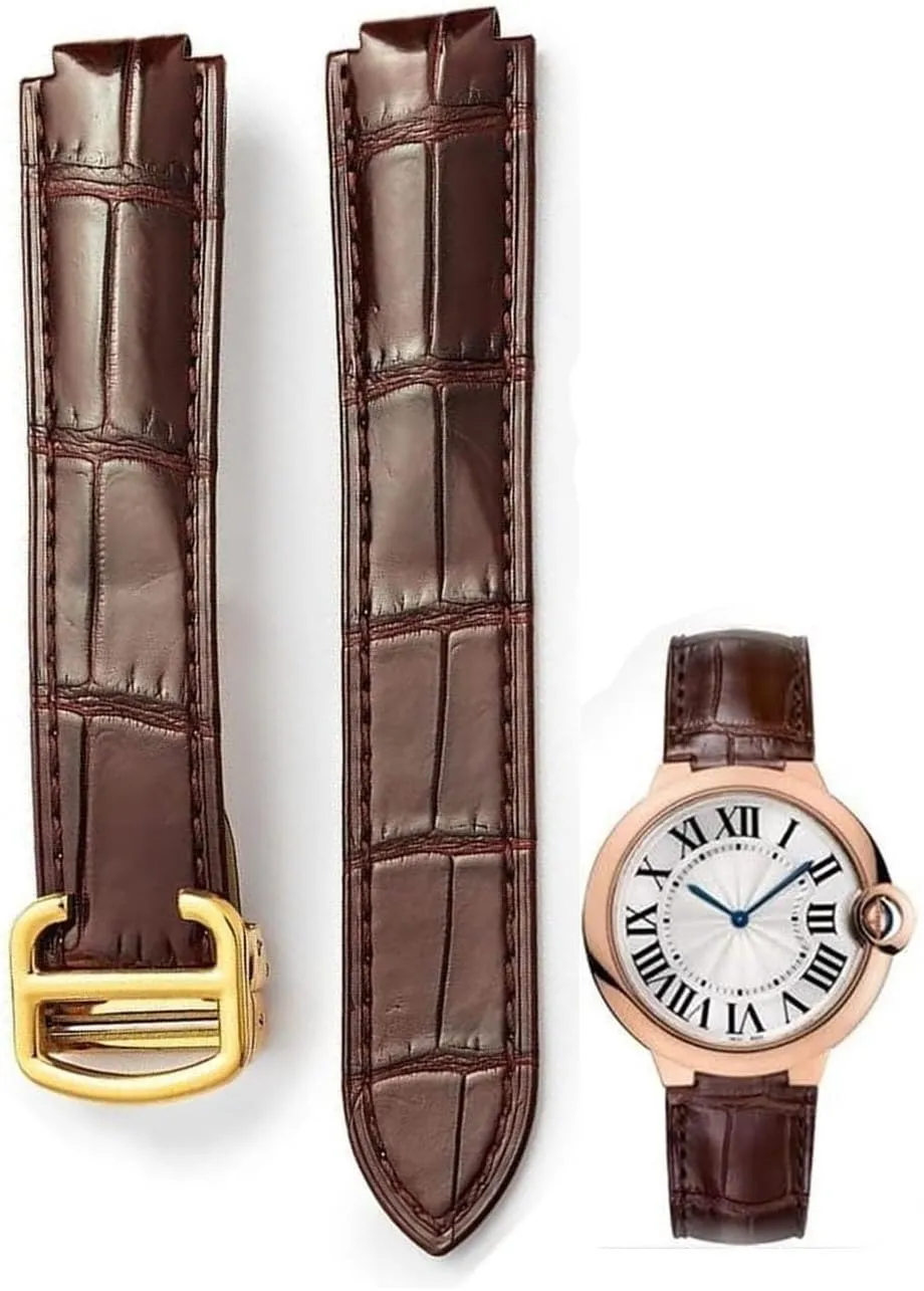 Folding Clasp Handmade Aligator Crocodile Leather Watchband For Cartier Balloon solve comment recommend circle Wrist Bracelet With 