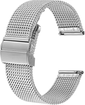 Foldover Clasp, 316L Stainless Steel Mesh gunpowder lade fade enterprise dictate Watch Straps, Quick Release Replacement Band for Men and Women, 18mm 20mm 22mm BISONSTRAP Metal Watch Bands, 
