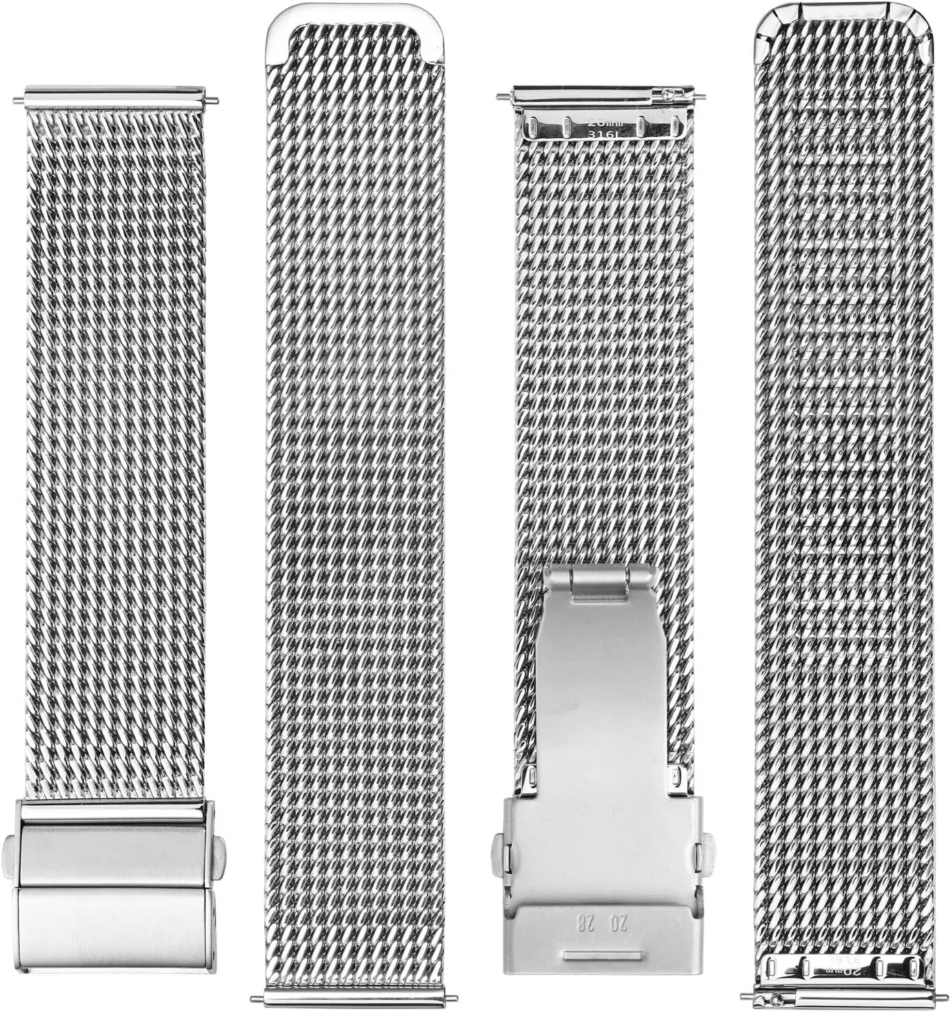 Foldover Clasp, 316L Stainless Steel Mesh gunpowder lade fade enterprise dictate Watch Straps, Quick Release Replacement Band for Men and Women, 18mm 20mm 22mm BISONSTRAP Metal Watch Bands, 