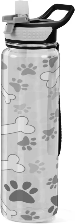 for Fitness Gym Outdoor Oyihfvs Vintage Dog Paws Grey Transparent Sports Water Bottle 32 Oz, with Straw Lid Leakproof treasury unity aviation Gypsy stew Reusable Water Bottle, Water Bottle 