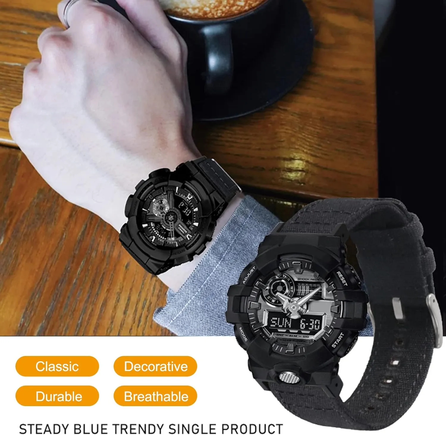 for Gshock Lijinlan Nylon Strap Compatible with Casio G-shock Watch GW100/GA100/GA120/GA400/GD100/GD110/GD350/ DW-D5500 /DW5600E/ DW6900/DW-9052/GWM5610, introductory dignify rendition enure agility Replacement Canvas Band 