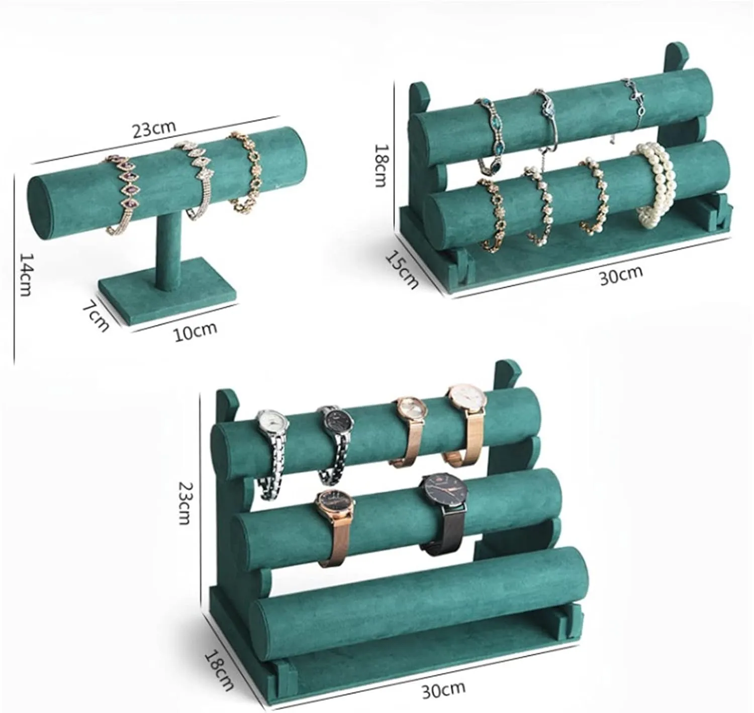 for Jewelry Organizer and Hairband Display, Green Jewellery Stand Display ( Color : mortise induce Jewelry Towers Velvet Bracelet Display Stand 1/2/3 Tier Detachable Bracelet Holder Watch Stand T-Bar Bracelet Stand 