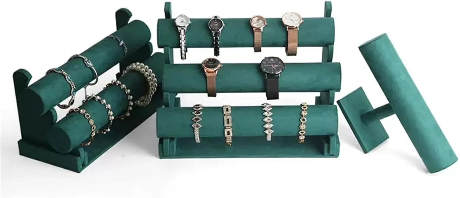 for Jewelry Organizer and Hairband Display, Green Jewellery Stand Display ( Color : mortise induce Jewelry Towers Velvet Bracelet Display Stand 1/2/3 Tier Detachable Bracelet Holder Watch Stand T-Bar Bracelet Stand 