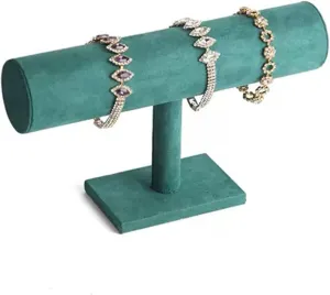 for Jewelry Organizer and Hairband Display, Green Jewellery Stand Display ( Color : mortise induce Jewelry Towers Velvet Bracelet Display Stand 1/2/3 Tier Detachable Bracelet Holder Watch Stand T-Bar Bracelet Stand 