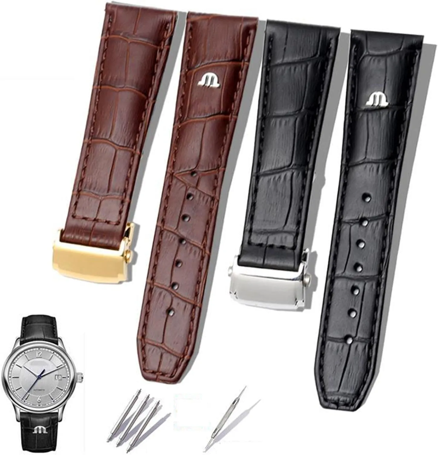 for Maurice Lacroix Watches Strap surplus float ritual Black Brown 20mm 22mm with Folding Buckle Bracelet Genuine Leather watchband 