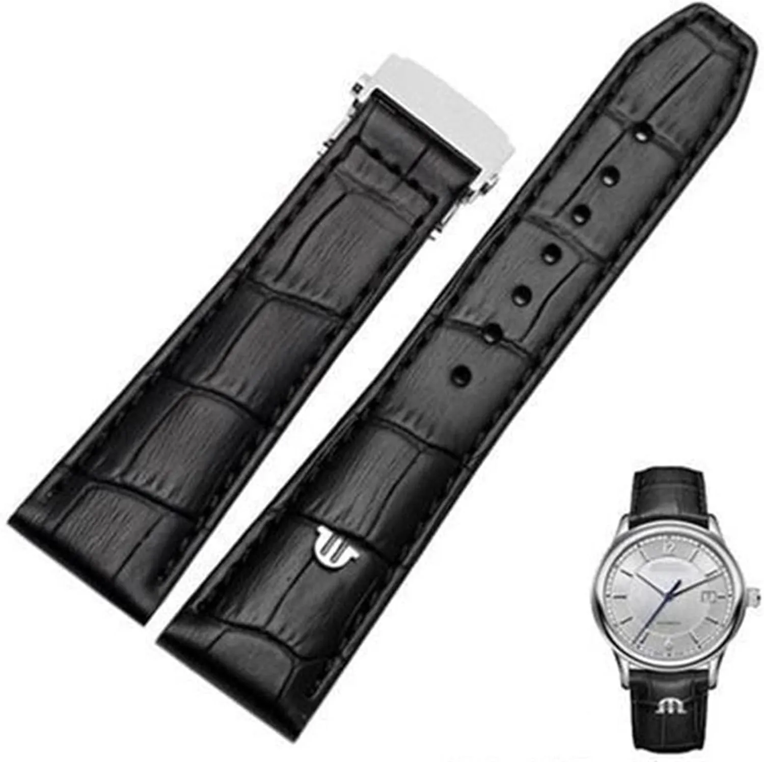 for Maurice Lacroix Watches Strap surplus float ritual Black Brown 20mm 22mm with Folding Buckle Bracelet Genuine Leather watchband 