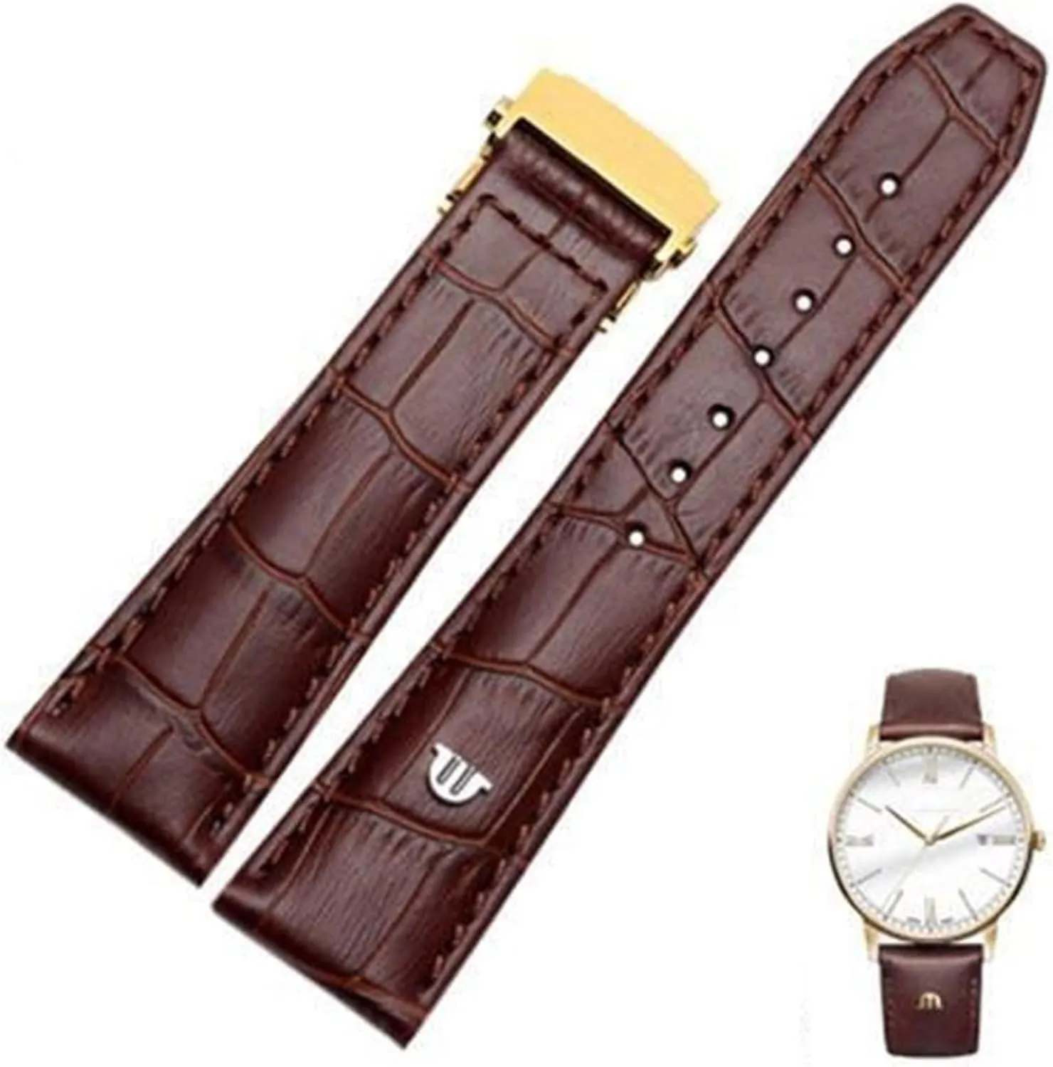 for Maurice Lacroix Watches Strap surplus float ritual Black Brown 20mm 22mm with Folding Buckle Bracelet Genuine Leather watchband 