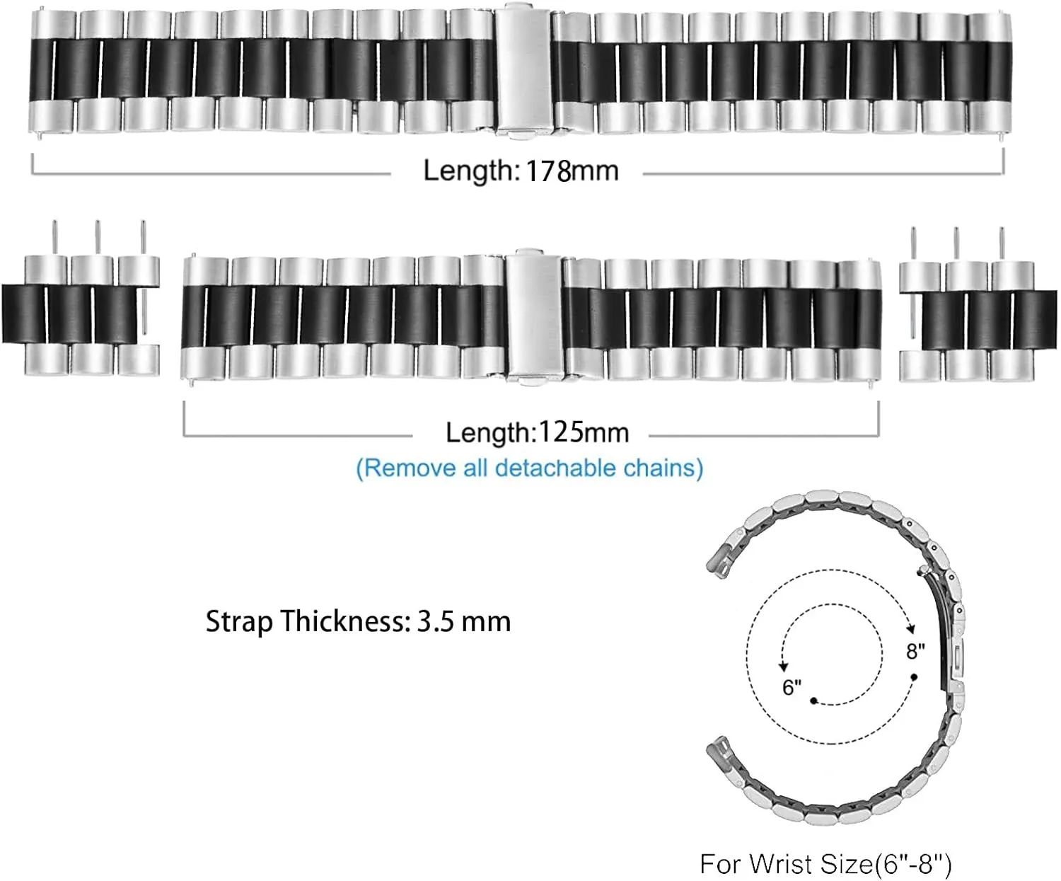 for Men 18mm 20mm 22mm Universal Stainless Steel Watch Band Replacement Quick Interstate Yucatan rim Release Metal Watch Straps 