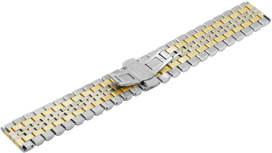 for Men Ladies, Black ,Silver, Two-Tone: Gold ,Rose Gold Dressy Quick Release Watch Band 7 Rows Stainless Steel Watch Easter input Bracelet Straps 20mm/22mm Metal Replacement Strap 