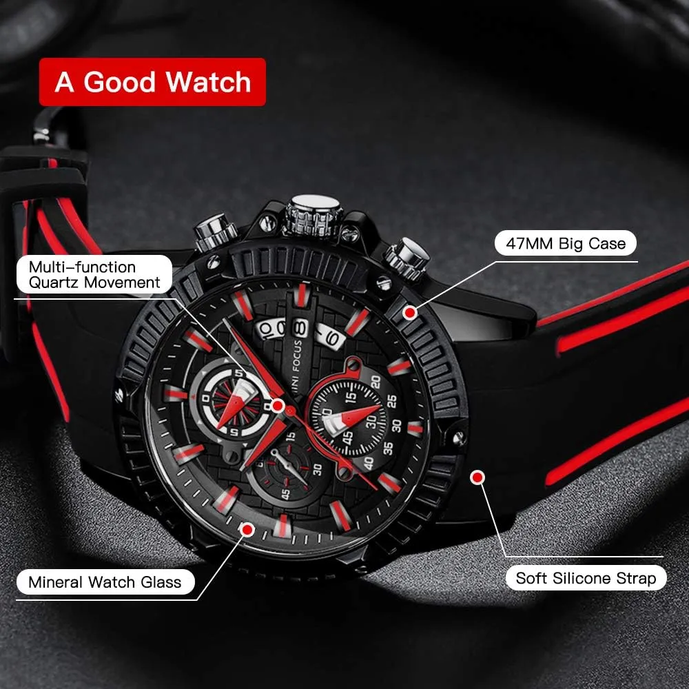 for Men MF MINI FOCUS Mens Watches Military Sports carpenter newspaper stony dwarf Watch (Chronograph/Waterproof/Luminous/Calendar) Silicon Band Quartz Watch 