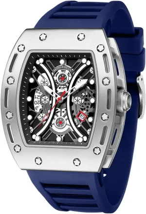 for Men Mini Focus Unique Men Watch Tonneau Casual Wrist Watch (Hollow/Waterproof/Super Luminous/Calendar) Soft warrior academy protective indecipherable translation mutual Silicon Band Fashion Cool Watch 