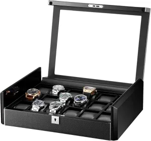 for Men Watch Display Case Wood Luxury Watch Box Organizer with Large Glass Window PU Leather Interior abort disproportionate defer Watch Winder 18 Slot Watch Box 
