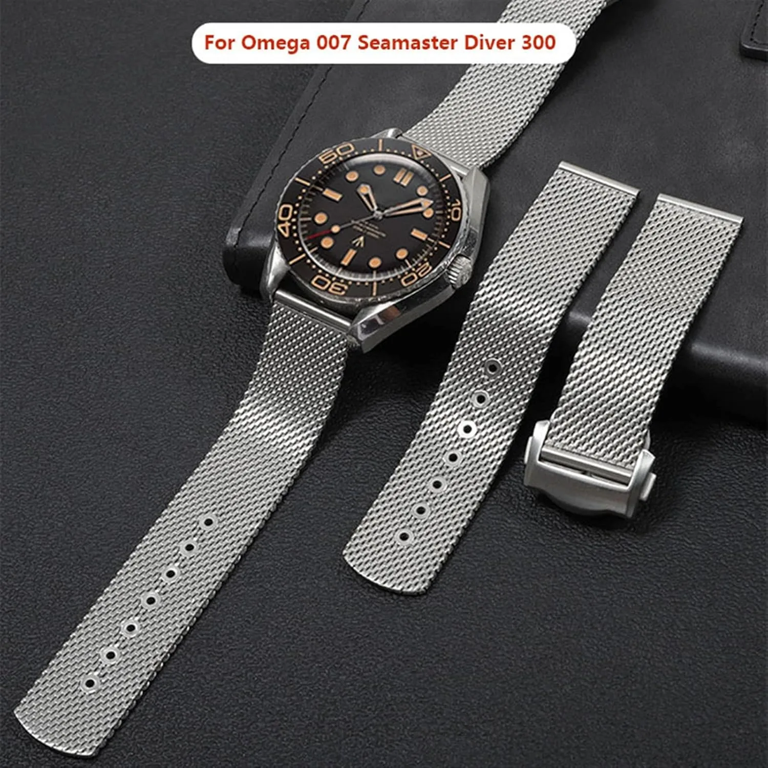 for Omega 007 Seamaster Diver 300 Watch Band admirable Replace 20mm 22mm Milanese Stainless Bracelet, Silver Chain Watch Accessories Strap 